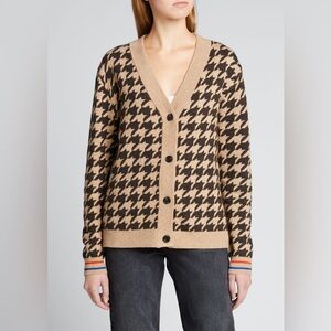 Kule Anthropologie The Liam Houndstooth Cardigan Sweater Small Wool Cashmere